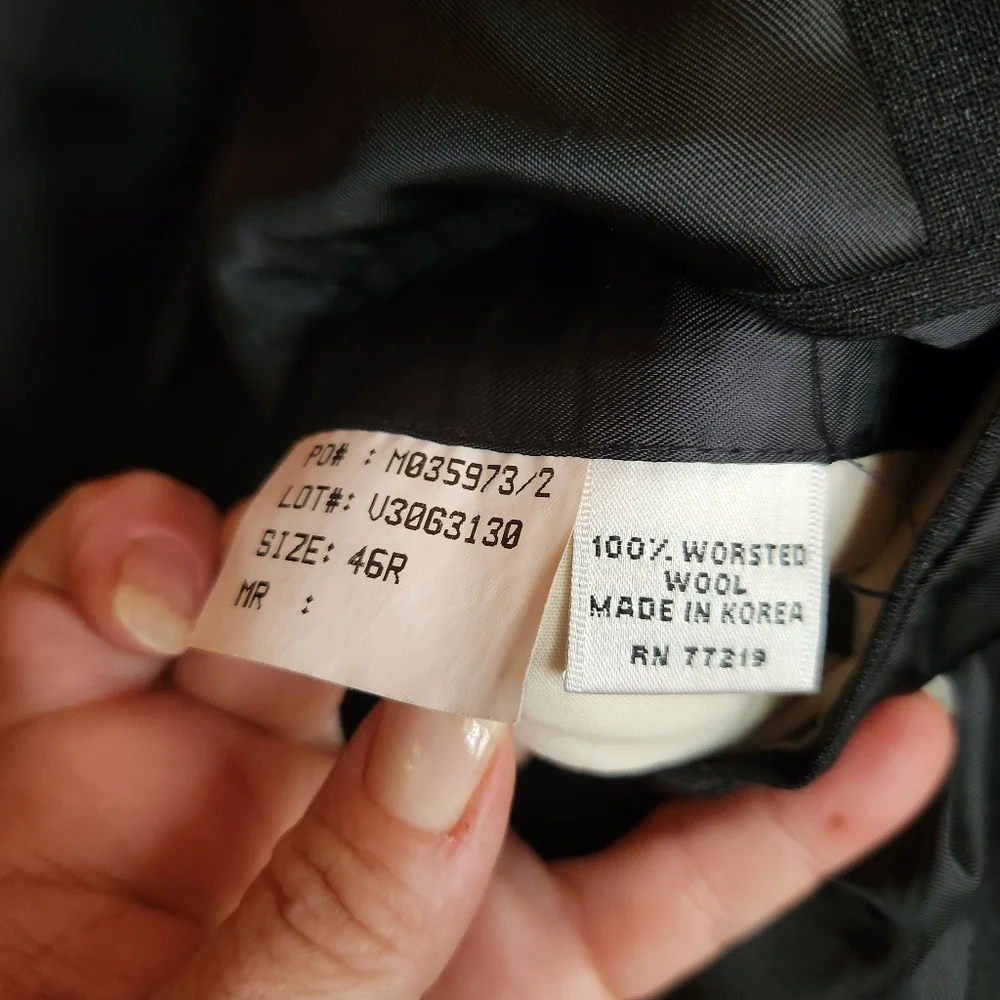 Versini Blazer Dark Gray Suit Jacket 100% Worsted Wool Sport Coat 3 Button‎ 46 R